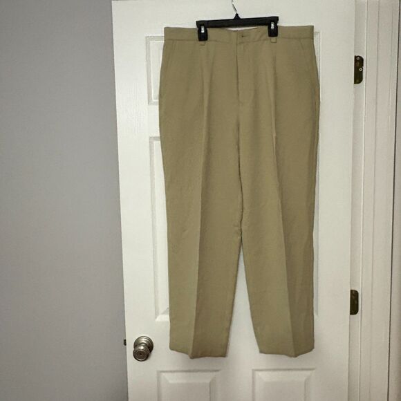 Tommy Bahama Pants Mens 36X34 Khaki Tan 100% Silk Pleated Front Dress Trousers - Picture 1 of 3